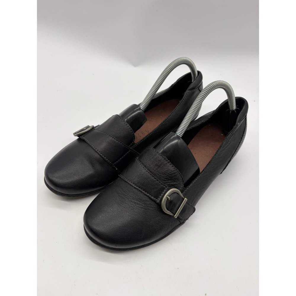 Taos Uppity Black Leather Buckle Loafers Flats Womens Size 9 - Missing Insoles